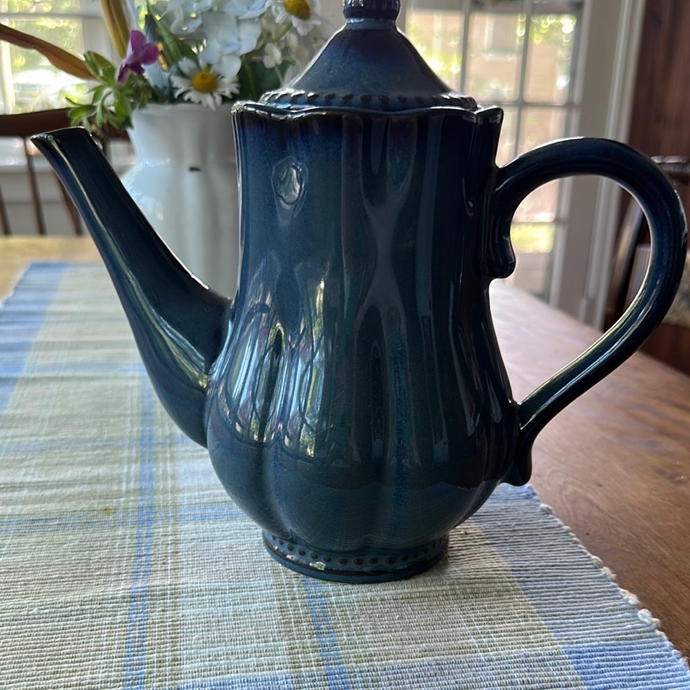 Chic Dark Teal Ceramic Teapot